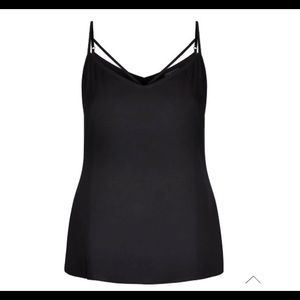 Cami strappy woven black top from city chic